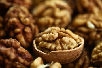 peeled whole kernels of walnuts harvest
