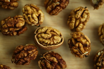 peeled whole kernels of walnuts harvest