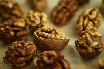 peeled whole kernels of walnuts harvest