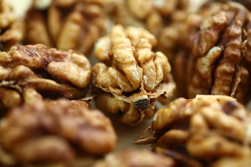 peeled whole kernels of walnuts harvest