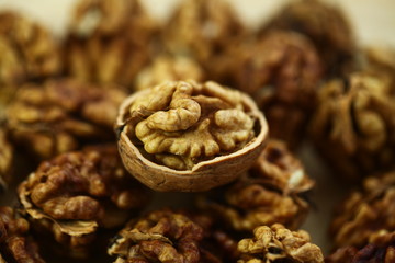 peeled whole kernels of walnuts harvest