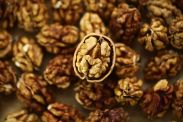 peeled whole kernels of walnuts harvest