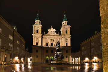salzburg historic city austria at night