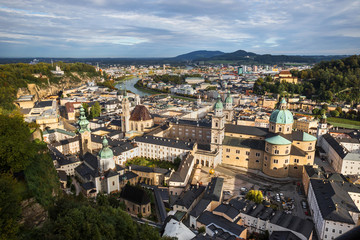 Fototapeta premium salzburg austria cityscape from above