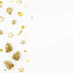 Christmas composition with golden decoration
