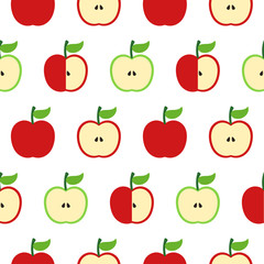 Green and red apple pattern on white background