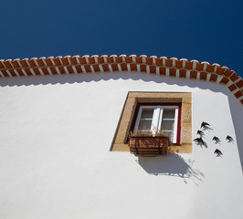 Typical portuguese rustic house with decorative swallows