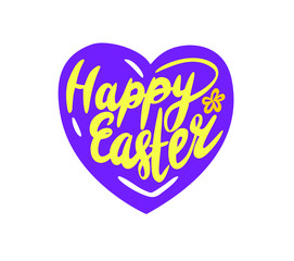 Happy Easter vector lettering with heart.