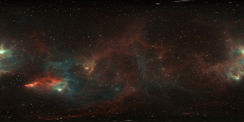 360 degree giant nebula after a supernova explosion, equirectangular projection, environment map. HDRI spherical panorama.