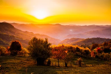 Fototapete Nach Farbe Luftaufnahme der schönen Herbstlandschaft