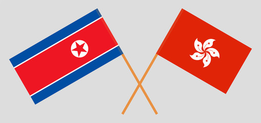Hong Kong and North Korea. Hongkong and Korean flags