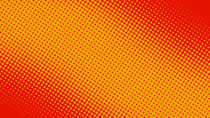Halftone red and yellow pop art background in retro comic style, fun dotted backdrop design
