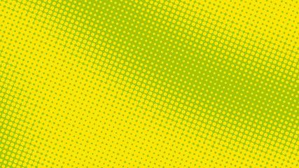 Halftone green and yellow pop art background in retro comic style, fun dotted backdrop design