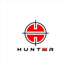 target logo focus vector simple modern round hunting icon with H letter inside design inspiration