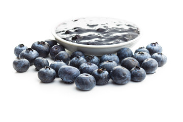 Sweet blueberry jam and blueberries.