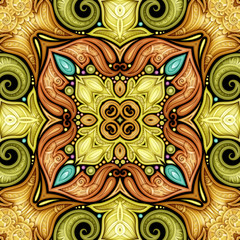 Colored Seamless Pattern with Mosaic Motif