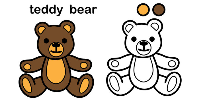 teddy bear coloring book, cute cartoon bear, for children's creativity.