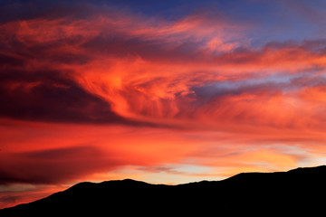 red clouds at sunset