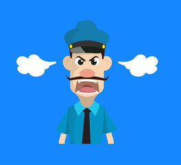 Cartoon Cop Policeman - Screaming in Aggression
