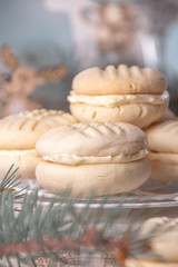 Traditional american Christmas cookies biscuits Melting Moments. Christmas New Year ornament decorations.