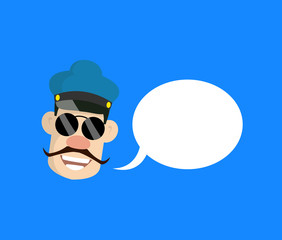 Cartoon Cop Policeman - with Speech Bubble