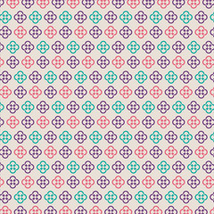 Vector pattern with geometric circle ornament - purple, coral, aqua - decorative design for print fabric, paper for scrapbook
