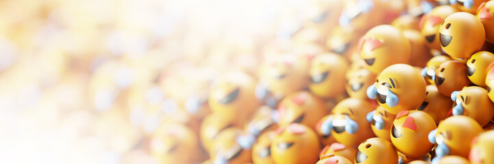 Infinite emoticons 3d rendering background, social media and communications concept