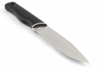 knife with a black handle from Micarta on white background