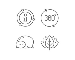 360 degrees line icon. Chat bubble, info sign elements. VR simulation sign. Panoramic view symbol. Linear 360 degrees outline icon. Information bubble. Vector