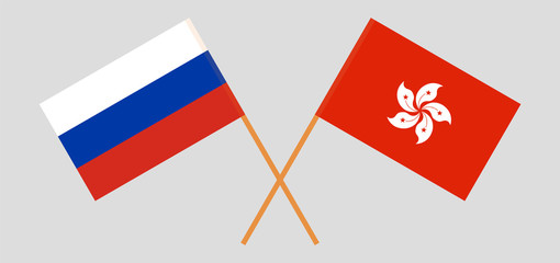 Hong Kong and Russia. Hongkong and Russian flags