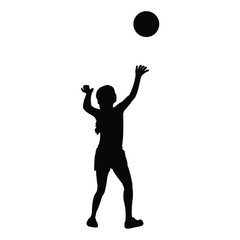 girl playing with ball, silhouette vector