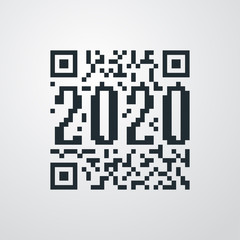 Fototapeta premium Logotipo año 2020 en código QR en fondo gris