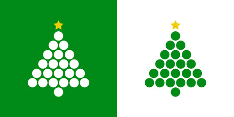 Logotipo con árbol abstracto con círculos verde y blanco - obrazy, fototapety, plakaty