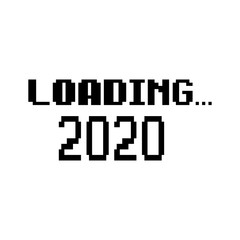 Logotipo texto LOADING 2020 con pixels en color negro