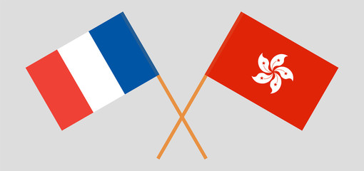 Hong Kong and France. Hongkong and  French flags
