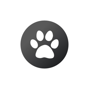 Paw print in circle, animal footprint, pat icon. Stock Vector illustration isolated on white background.