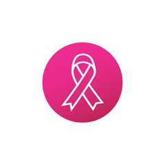 Breast cancer awareness pink ribbon in circle. Stock Vector illustration isolated on white background.
