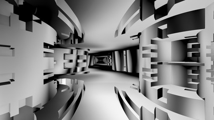 Futuristic tunnel with fragmented walls - 297682587