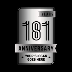 181 years anniversary design template. One hundred and eighty-one years celebration logo. Vector and illustration.