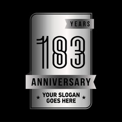 183 years anniversary design template. One hundred and eighty-three years celebration logo. Vector and illustration.
