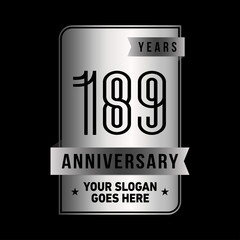 189 years anniversary design template. One hundred and eighty-nine years celebration logo. Vector and illustration.