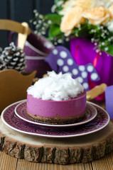 Cheesecake without baking with  Acai Powder and Cotton Candy