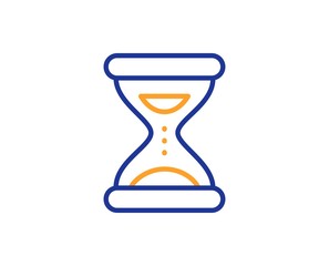 Clock sand sign. Hourglass time line icon. Watch symbol. Colorful outline concept. Blue and orange thin line time icon. Vector