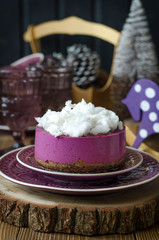 Cheesecake without baking with  Acai Powder and Cotton Candy