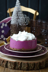 Cheesecake without baking with  Acai Powder and Cotton Candy