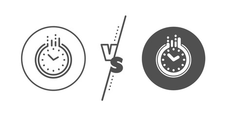 Clock sign. Versus concept. Time management line icon. Watch symbol. Line vs classic time icon. Vector