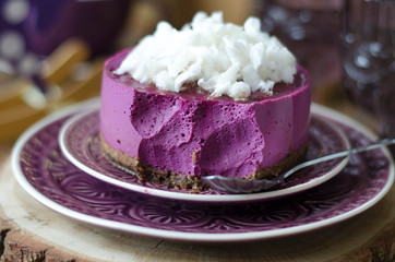 Cheesecake without baking with  Acai Powder and Cotton Candy