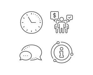 Teamwork line icon. Chat bubble, info sign elements. Employees chat sign. Core value symbol. Linear teamwork outline icon. Information bubble. Vector