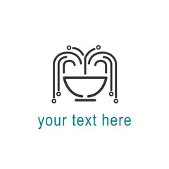 Fountain logo for tech company. Simple and clear line logotype.