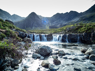 Fototapeta na wymiar Fairy pools flowing creek in Isle of Skye Scotland